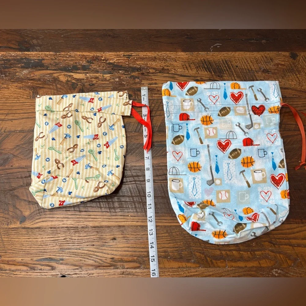 2 Tool Theme Hand Made Cotton Drawstring Gift Bags